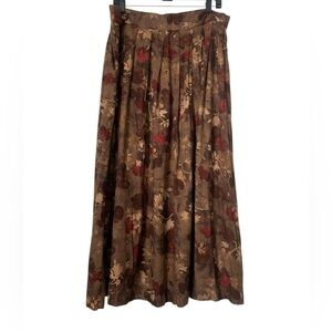 VTG Kelly Stevens Sz 2X Fairy Grunge Floral Brown Maxi Pull On Elastic Wai Skirt